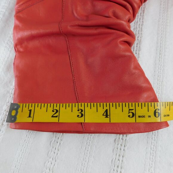 Vintage 80s Red Genuine Leather Slouch Boots Women’s 7.5 Flats, Cuffable NEW - Picture 6 of 13